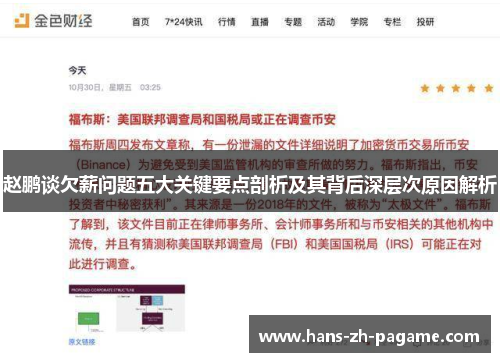 赵鹏谈欠薪问题五大关键要点剖析及其背后深层次原因解析 赵鹏谈欠薪问题五大关键要点剖析及其背后深层次原因解析
